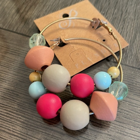 Plunder “Daffodil” Spring Colored Beaded Hoop Earrings - Picture 16 of 16